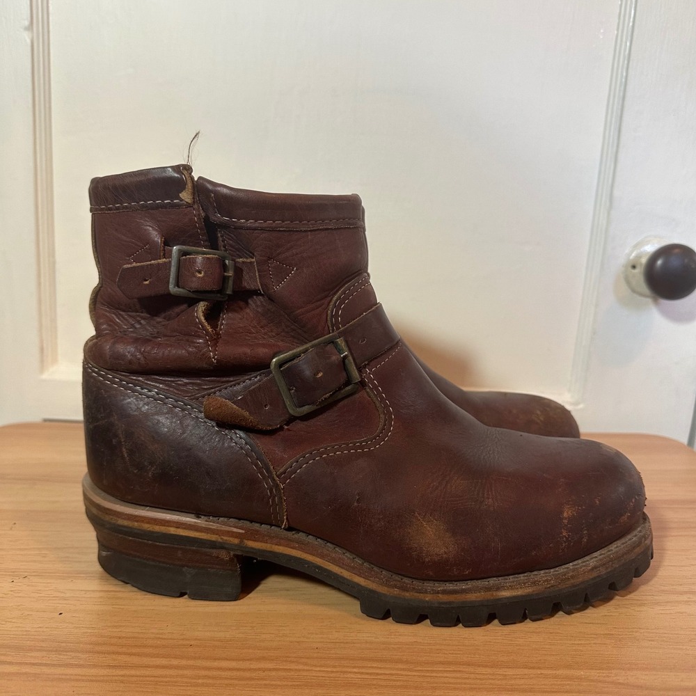Chippewa Engineer Boots Brown Leather Vibram Lug Sole
